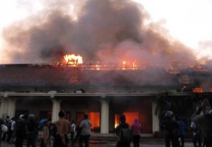 An Indonesia Shia boarding school and mosque were burned down by an angry mob
