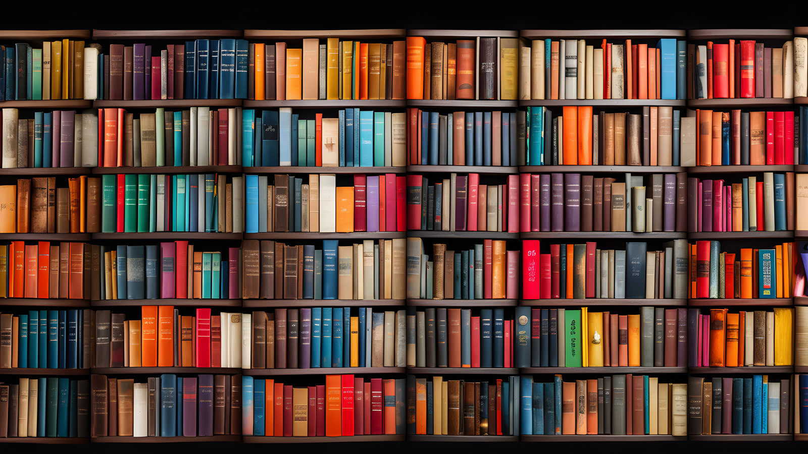 Shelf with colorful books